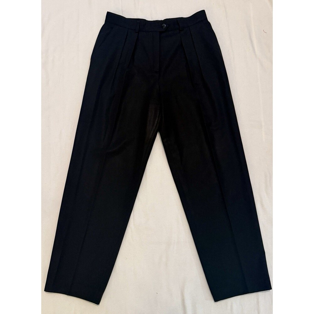ESCADA 100% WOOL Black Pleated Trouser Pants size EU 44 READ! Vtg